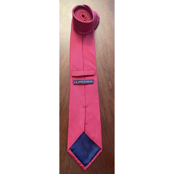 U.s Polo Assn. Solid Red 100% Silk Men’s Neck Tie - Picture 2 of 7